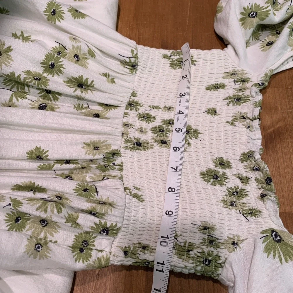 Abercrombie Fitch Floral Prairie Tiered Smocked Puff Slv Maxi Dress S/M Cottage